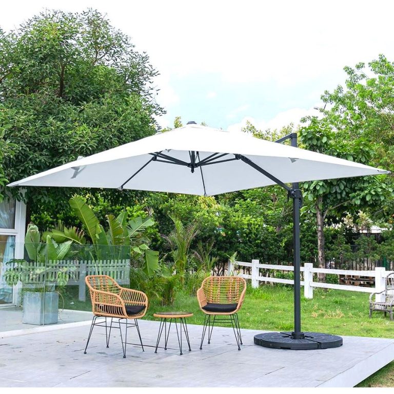 Light Grey Square Outdoor Cantilever Parasol Umbrella