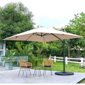 Khaki Square Outdoor Cantilever Parasol Umbrella