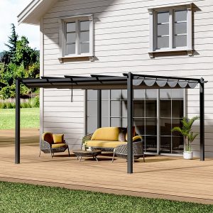 Garden Aluminum Patio Pergola with Canopy - Dark Grey / 45.2kg