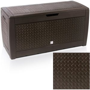 Outdoor Storage Box With Rollers - Brown