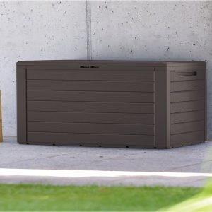 280L Wood Effect Garden Storage Box - Brown