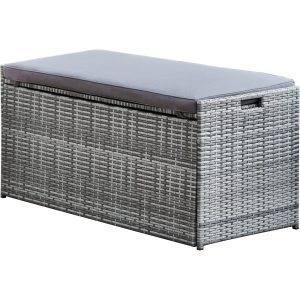 336L Rattan Storage Box Bench Seat - Grey