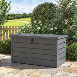 350 Liter Metal Garden Storage Box Tool Store - Black