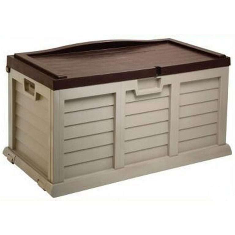 390L Garden Cushion Storage Box  Chest Sit on Lid - Brown