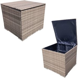 Rattan Garden Storage Box With Lid - Nature