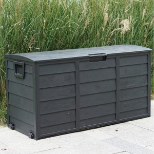 Black 300 Litre Garden Storage Utility Box - Black