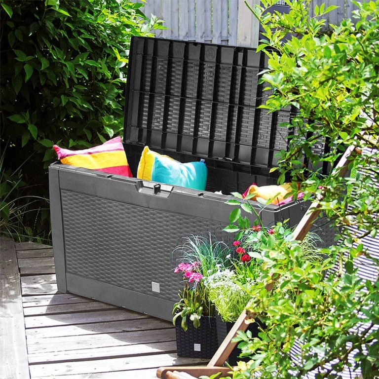 310L Garden Storage Box Rattan Look - Grey