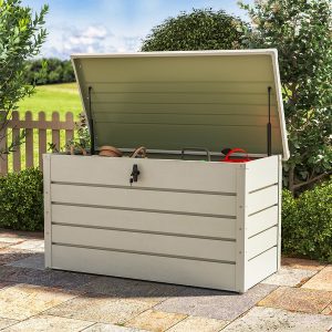 350 Liter Metal Garden Storage Box Tool Store - White