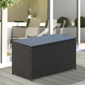 Outsunny Rattan Outdoor Wicker Storage Box - Dark Brown