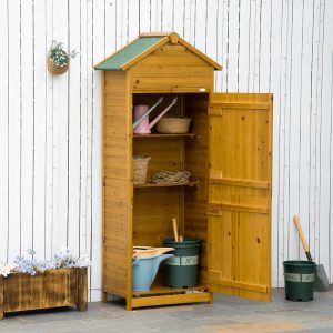 Outsunny Wooden Garden Storage Shed Utility Gardener Cabinet  - Natural wood effect