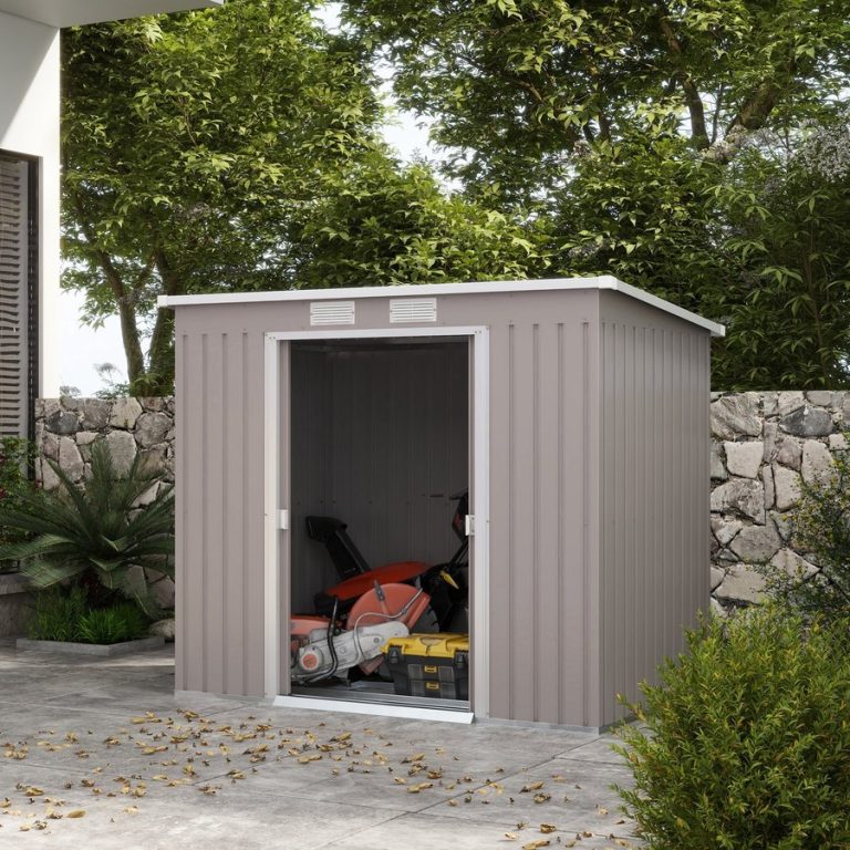 Outsunny 7 x 4ft Metal Garden Storage Shed - Grey