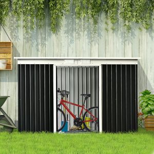 Outsunny 9ft x 4ft Corrugated Garden Metal Storage Shed - Grey