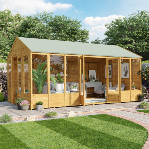 Tessa Tongue and Groove Reverse Apex Summerhouse  - Wooden / 16x10 ft / No