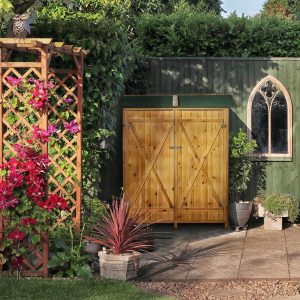 Outsunny Garden Wood Storage Shed with Flexible Table - Natural / 75cm