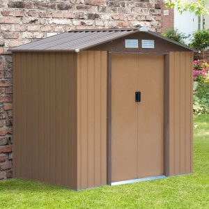 Outsunny Large Metal Storage Garden Shed - Beige / 50kg