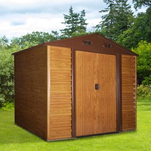 Outsunny Garden Shed Tool Storage with Sliding Door - Brown