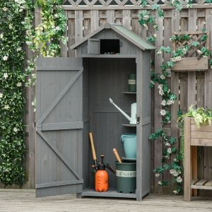 Outsunny Garden Storage Shed 3 Shelves - Grey