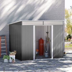 Outsunny 9 x 6ft Garden Shed Storage Tool Organizer - Grey