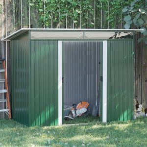 Outsunny 9 x 4ft Garden Shed Storage Tool Organizer - Green