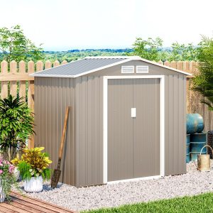 Outsunny Large Metal Storage Garden Shed - Grey / 50kg