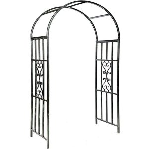 Metal Garden Patio Rose Arch Arbour Archway Climbing Plant Trellis Black 2008736 - Black