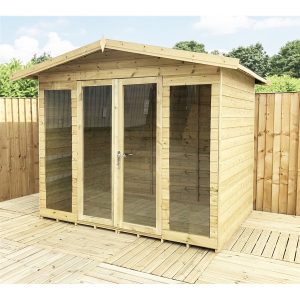 11ft Summerhouse with Long Windows - Green / 11 x 30