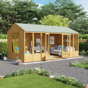 Petra Tongue and Groove Reverse Apex Summerhouse  - Wooden / 16x8 ft / No