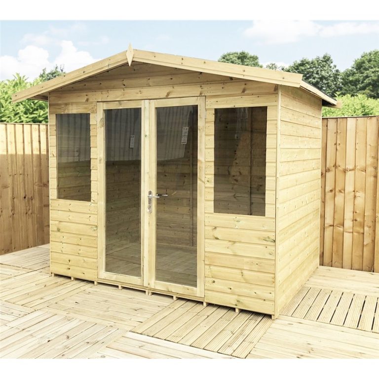 7ft Apex Summerhouse Short Windows - Green / 7 x 20