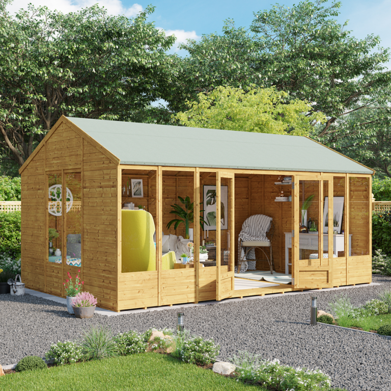 Petra Tongue and Groove Reverse Apex Summerhouse  - Wooden / 16x10 ft / Yes