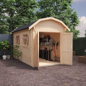 Garden Office - 10'x8' The Alpha Barn 28mm Log Cabin - Whichshed.co.uk