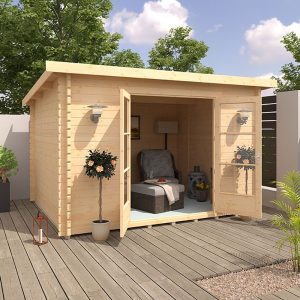 Garden Office - 10'x8' The Blake Log Cabin - 44mm Pent Log Cabins - Whichshed.co.uk