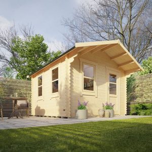 Garden Office - 10'x10' The Caspian 28mm Log Cabin - Whichshed.co.uk