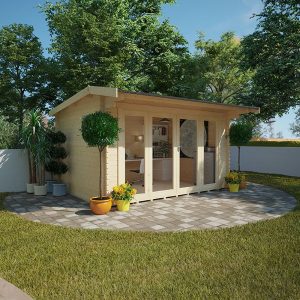 Garden Office & Garden Gym Room - 14'x10' The Clara 44mm Log Cabin - Whichshed.co.uk