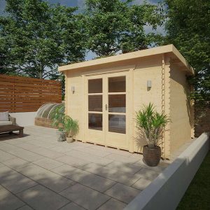 Garden Office - 10'x10' The Corbetti 28mm Log Cabin - Whichshed.co.uk