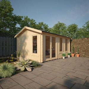 Garden Office - 14'x10' The Gamma 44mm Log Cabin - Whichshed.co.uk