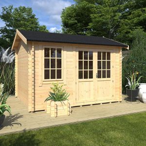 Garden Office - 10'x10' Martel Log Cabin - 44mm Garden Log Cabins - Whichshed.co.uk