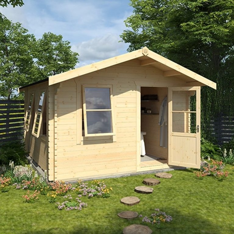 Garden Office - 12'x8' Milne Log Cabin - 44mm Garden Log Cabins - Whichshed.co.uk