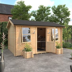 Garden Office - 12'x10' Rosen Log Cabin - 44mm Garden Log Cabins - Whichshed.co.uk