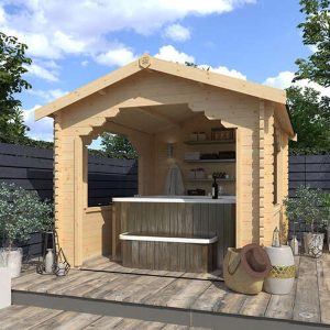 12'x10' Hot Tub Shelter - Tiger Sheds Wooden Garden Shelter - 0% Finance - Buy Now Pay Later - The Sumatran 44mm Log Cabin