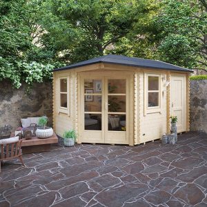 Garden Office & Garden Gym Room - 14'x10' The Vibrissa 28mm Log Cabin - Whichshed.co.uk