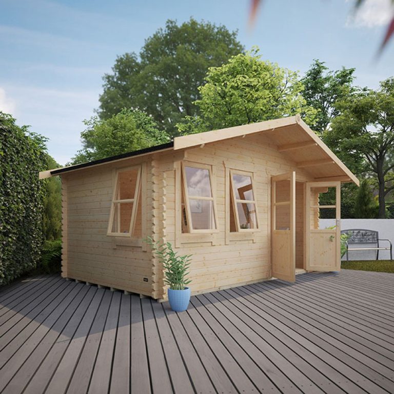 Garden Office - 14'x14' The Zeta 44mm Log Cabin - Whichshed.co.uk