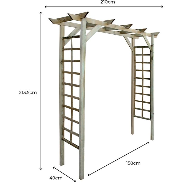 Cerland Luna Flat Wooden Garden Arch with Side Trellis Panels - Natural