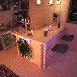 6'x4' Corner Summerhouse Bar 44mm - Garden Bar For Use In Sheds