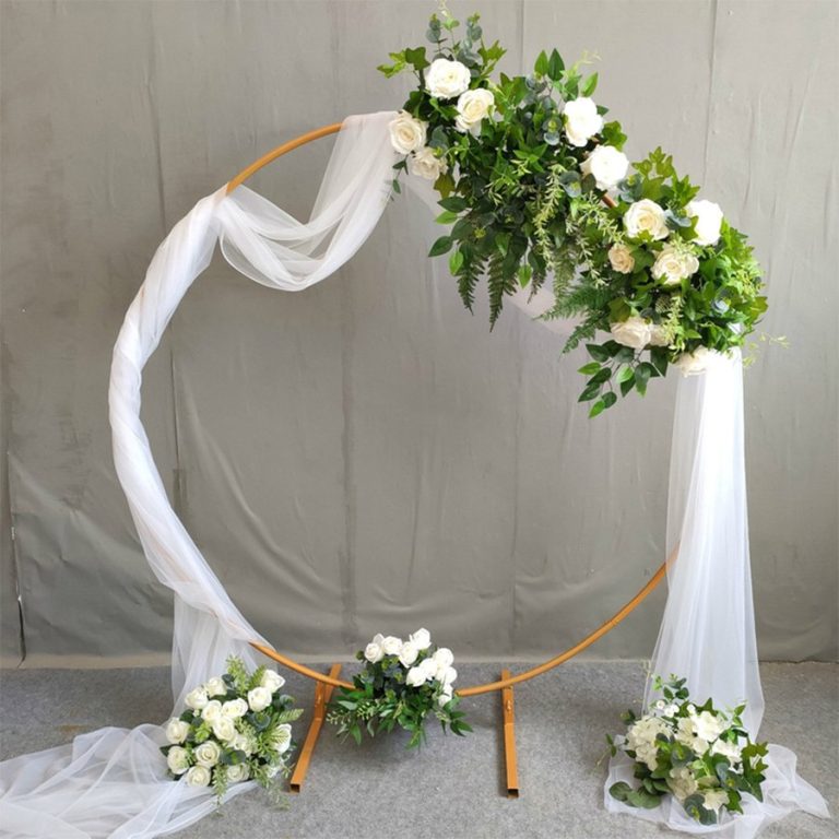 Modern Gold Round Metal Stand Arch Frame for Wedding - Gold