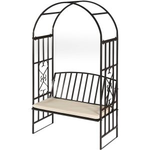 Huntingdon Garden Arch with Bench  - Gun Metal Grey