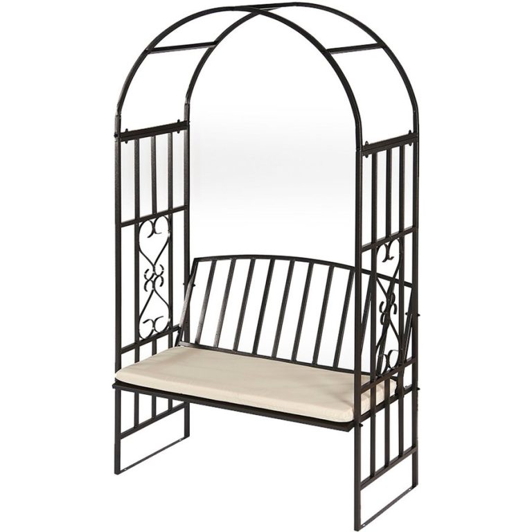 Huntingdon Garden Arch with Bench  - Gun Metal Grey