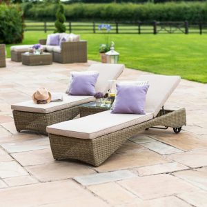 MZ Winchester 3pc Rattan Sunlounger Set