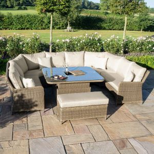 MZ Winchester Royal U-Shaped Rattan Sofa Set with Rising Table